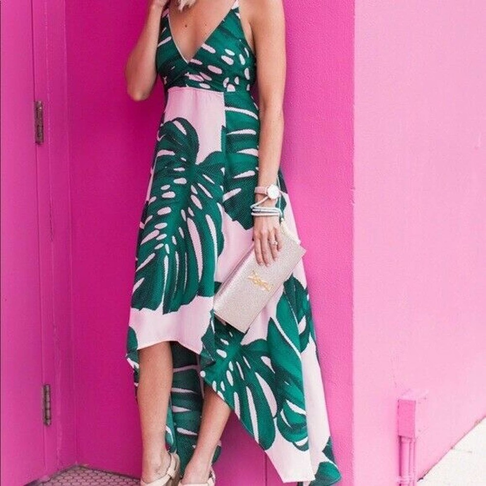 Express Womens Palm Leaf Maxi Dress Size 0 - Picture 2 of 9